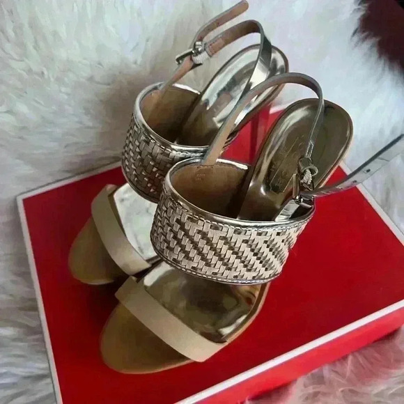Coach Steffi Heeled Sandals – Natural/Silver, Size 6B High Heels Strap Pumps - Picture 12 of 16